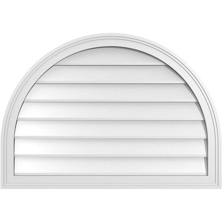 Ekena Millwork Round Top Surface Mount PVC Gable Vent w/ 2"W x 1-1/2"P Brickmould Frame, 34"W x 24"H GVPRT34X2402SN